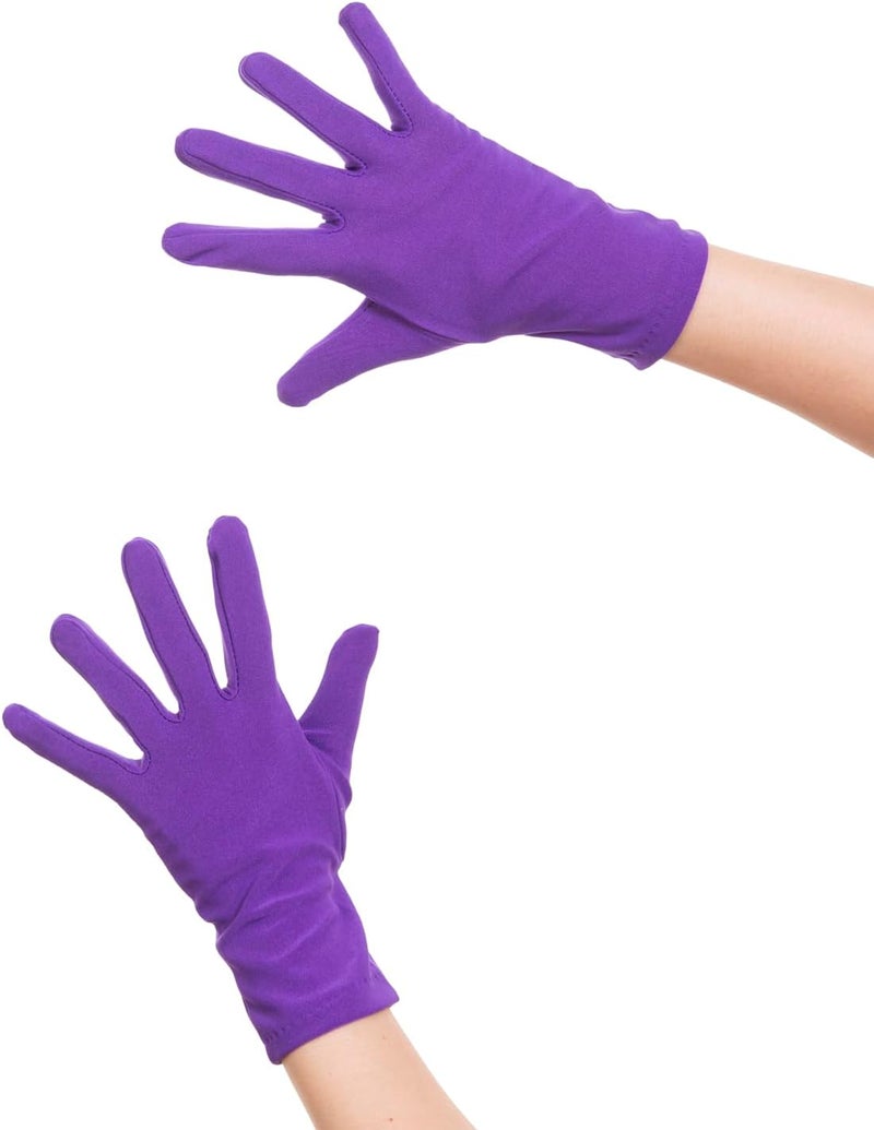 Vonokee Adult Spandex Gloves,Short Stretchy Opera Gloves for Halloween Party Costume 1920s Flapper Accessories - Image 2